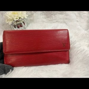 Authentic Louis Vuitton Porte Tresor Long Wallet in Epi Red